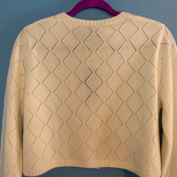 Ivory Cashmere Cropped Cardigan - Picture 3 of 13